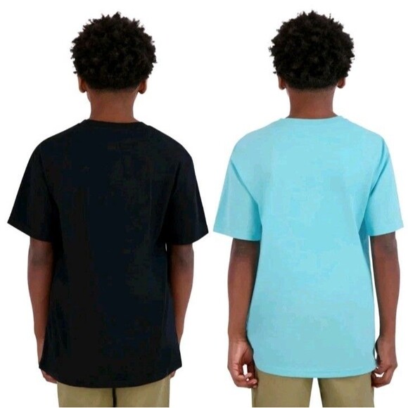 Volcom Boys 2 Pack Large 14/16 Graphic Print T-Shirts - Black and Aqua - Picture 3 of 4